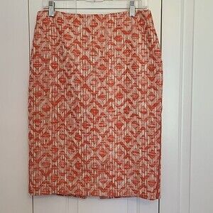 Lafayette 148 Woven Orange Red Pencil Skirt Size 8